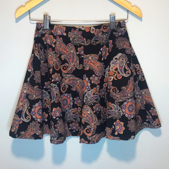 Paisley Black Lush Mini Skirt XS - Picture 1 of 6